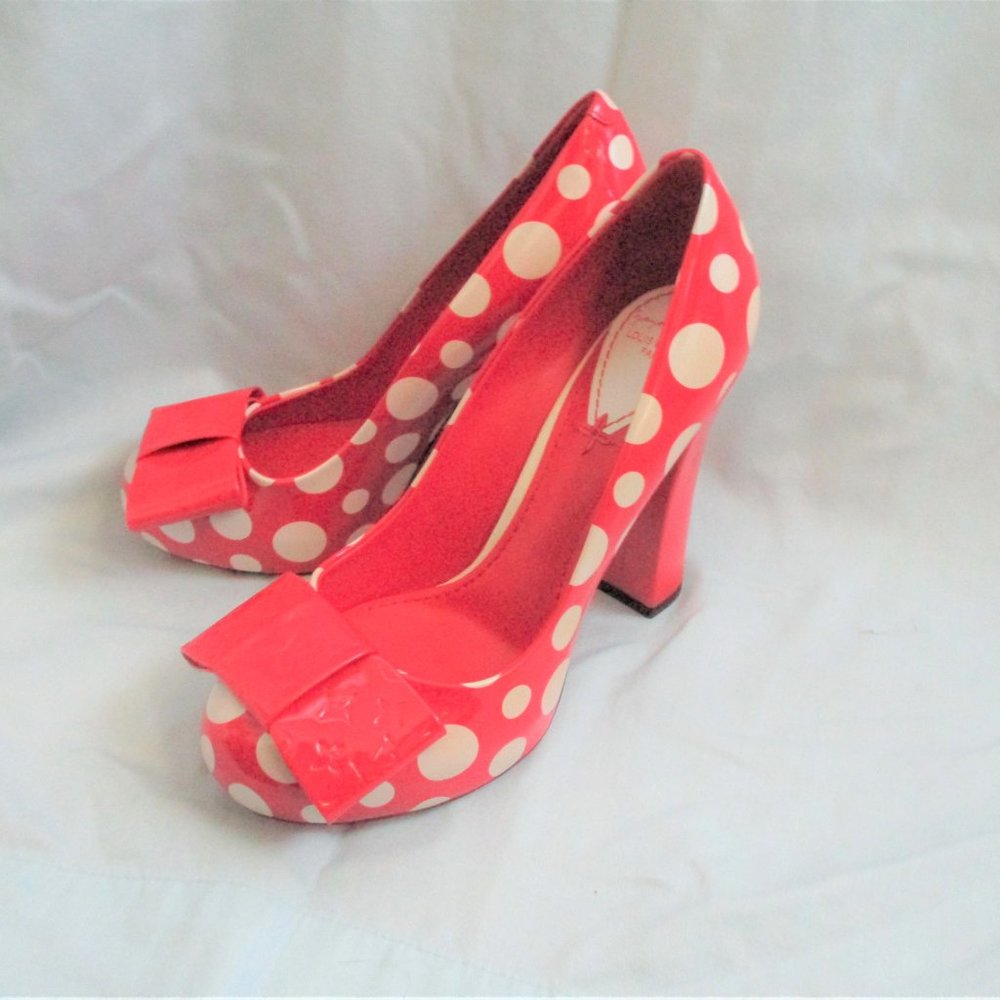 NEW LOUIS VUITTON DOTS YAYOI KUSAMA High Heel Shoes Pumps 35 RED WHITE - Picture 5 of 9